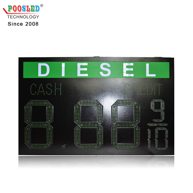 Alto brillo 18 pulgadas verde DIESEL 8.88 9/10 Exhibición de precio llevada gasolinera