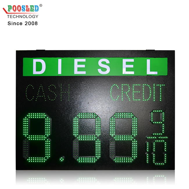 Alta calidad impermeable 12 pulgadas verde 8.88 9/10 DIESEL Led señales de gas