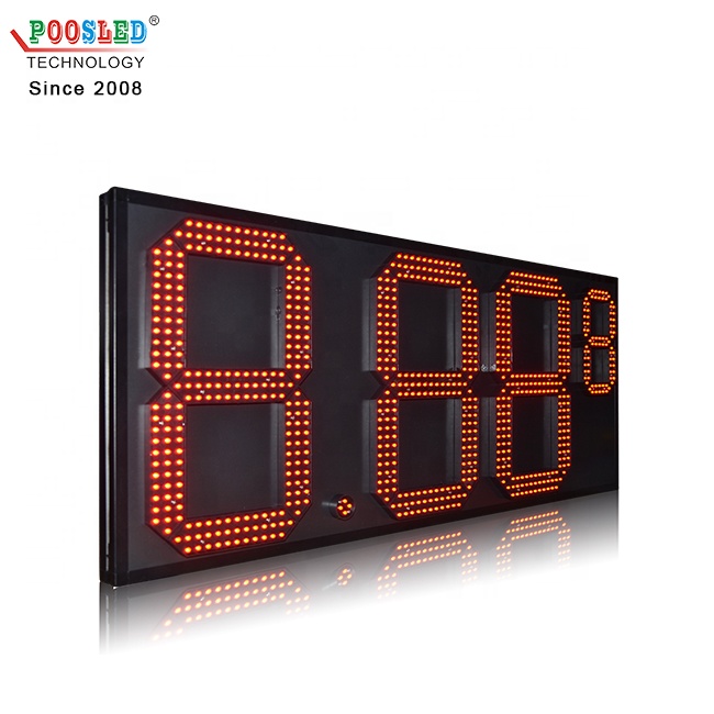 Popular al aire libre 7 segmentos de aluminio rojo de 15 pulgadas 8,88 9 LED señal de precio de gas