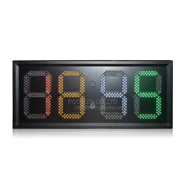 Interior de 4 colores con dígitos LED Señal de tiempo y temperatura Señal de tiempo de 7 segmentos
